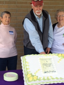 Three of HPTA's charter members returned to celebrate HPTA's 38th anniversary on Nov. 8, 2014. Pictured with the cake are (l-r) Bettye Burford, HPTA's first president, Gaston "Louis" Bordelon and Betty Abadie